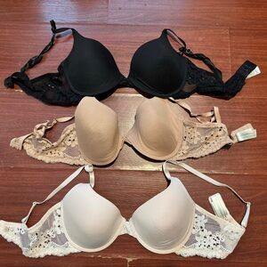 Elegant Lace Women's Bra Set - Black, Tan, Cream